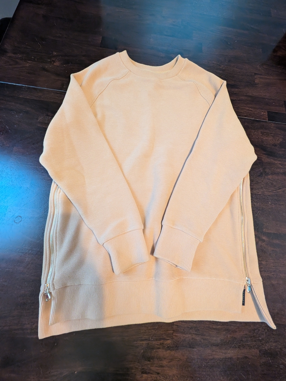 Varley Manning Sweatshirt in Beige/Tan with Side Zips, Women's Oversized XS